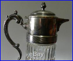 Vintage Glass Decanter pitcher with silver plated spout Made in Italy 14 tall