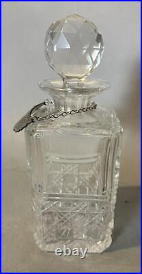 Vintage Glass Decanter with Stieff Pewter Historical Newport Brandy Label