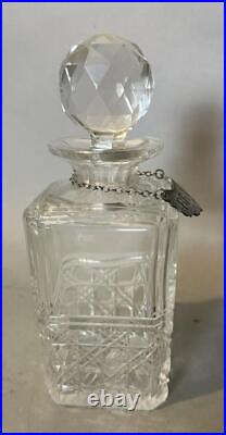 Vintage Glass Decanter with Stieff Pewter Historical Newport Brandy Label