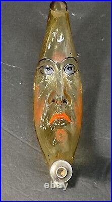 Vintage Glass Figural Man In The Moon Face Liquor Dispenser Bottle
