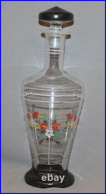 Vintage Glass Floral Motive Set 5 Goblet Decanter