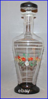 Vintage Glass Floral Motive Set 5 Goblet Decanter