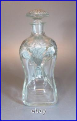 Vintage Glass Kluk-Kluk Pewter silver mounted decanter Bottle Sunflower Patern