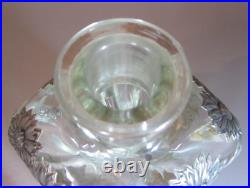 Vintage Glass Kluk-Kluk Pewter silver mounted decanter Bottle Sunflower Patern