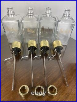 Vintage Glass Liquor Decanter Pump Dispensor Bar Set