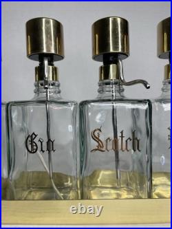 Vintage Glass Liquor Pump Decanters Lucite Spins Barware Cocktail 4 Tray Gold Vintage Glass Liquor Pump Decanters Lucite Spins Barware Cocktail 4 Tray Gold