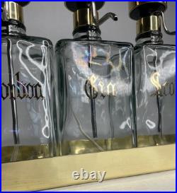 Vintage Glass Liquor Pump Decanters Lucite Spins Barware Cocktail 4 Tray Gold