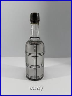 Vintage Glass Rye Decanter w Sterling Silver Label Art Deco Style Barware 11