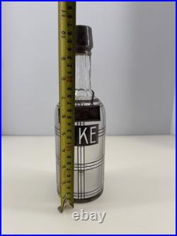 Vintage Glass Rye Decanter w Sterling Silver Label Art Deco Style Barware 11