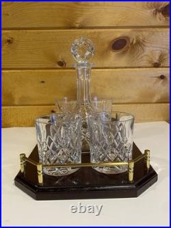 Vintage Glass SHIPS CAPTAIN Decanter Wood Tray 4 Old Fashioned Glasses BAR SET Vintage Glass SHIPS CAPTAIN Decanter Wood Tray 4 Old Fashioned Glasses BAR SET