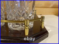 Vintage Glass SHIPS CAPTAIN Decanter Wood Tray 4 Old Fashioned Glasses BAR SET