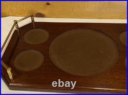 Vintage Glass SHIPS CAPTAIN Decanter Wood Tray 4 Old Fashioned Glasses BAR SET