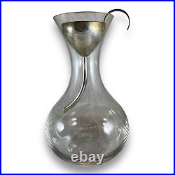 Vintage Glass Wine Decanter With Silver Funnel