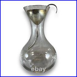 Vintage Glass Wine Decanter With Silver Funnel