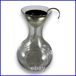 Vintage Glass Wine Decanter With Silver Funnel