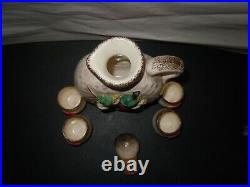 Vintage Goebel German (Bavarian) Ceramic Decanter with Cork Top & 4 Shot Glasses