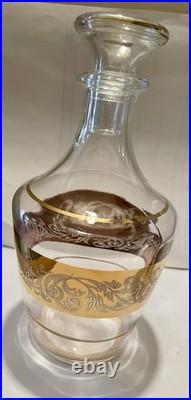 Vintage Gold Encrusted Decanter and Six Matching Shot Glasses