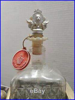 Vintage Golden Crown Train Liquor Decanter & 4 Shot Glass Set music box