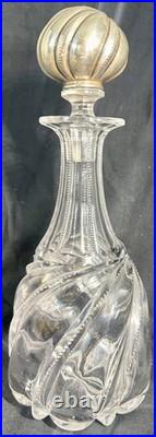 Vintage Gorham Crystal Glass Liquor Decanter W Large Sterling Silver Stopper