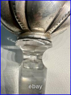 Vintage Gorham Crystal Glass Liquor Decanter W Large Sterling Silver Stopper