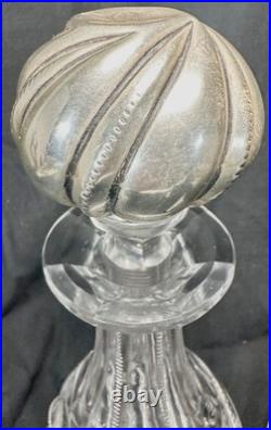 Vintage Gorham Crystal Glass Liquor Decanter W Large Sterling Silver Stopper