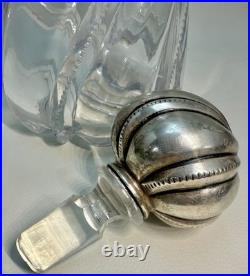 Vintage Gorham Crystal Glass Liquor Decanter W Large Sterling Silver Stopper