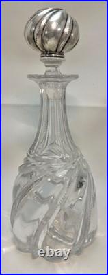 Vintage Gorham Crystal Glass Liquor Decanter W Large Sterling Silver Stopper