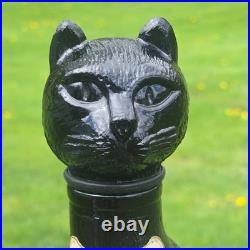Vintage Gori Black Cat Decanter Empoli Italy Art Glass decor 1970s collectible