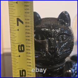 Vintage Gori Black Cat Decanter Empoli Italy Art Glass decor 1970s collectible