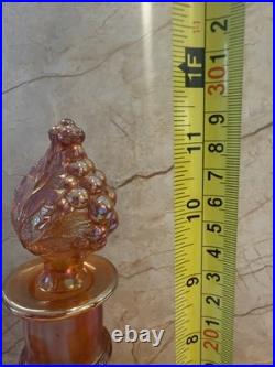 Vintage Grape Pattern Carnival Glass Decanter Set, Estate Find