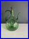 Vintage-Green-Blown-Glass-Wine-Decanter-Ice-Chamber-Cork-Stopper-MCM-10-5in-01-qpy