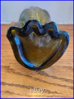 Vintage Green Cat Decanter Italian Glass 14 tall