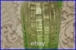 Vintage Green Depression Glass Large Wine Carafe With Stopper Or Cruet Nice