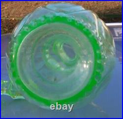 Vintage Green Depression Vaseline Art deco Glass Decanter with Stopper