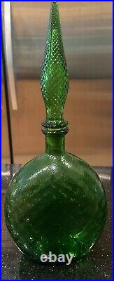 Vintage Green Empoli Optic Squat Genie Bottle Decanter MCM