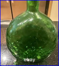 Vintage Green Empoli Optic Squat Genie Bottle Decanter MCM