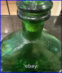 Vintage Green Empoli Optic Squat Genie Bottle Decanter MCM