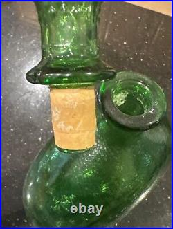 Vintage Green Empoli Optic Squat Genie Bottle Decanter MCM