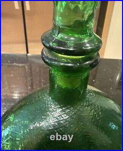 Vintage Green Empoli Optic Squat Genie Bottle Decanter MCM