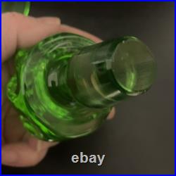 Vintage Green Glass Decanter with Stopper Mid-Century Empoli Style Barware 14