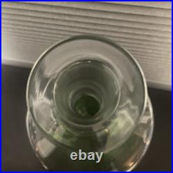 Vintage Green Glass Decanter with Stopper Mid-Century Empoli Style Barware 14