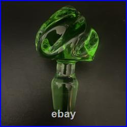 Vintage Green Glass Decanter with Stopper Mid-Century Empoli Style Barware 14