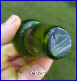 Vintage Green Glass Hand Mold Blown Decanter Pontil Stopper Blenko Type 13.75