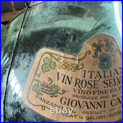Vintage Green Italian Hand Blown Glass Wine Decanter