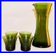 Vintage-Green-Water-Wine-Carafe-4-Shot-Glasses-Mid-Century-Glass-Decanter-1960-01-gznq