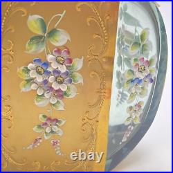 Vintage Grey Glass And gold decanter with 6 Shot glasses Hand Painted Glam Ornate