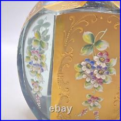Vintage Grey Glass And gold decanter with 6 Shot glasses Hand Painted Glam Ornate