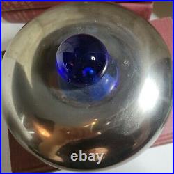 Vintage Guido Niest Atelier round container cobalt blue glass orb handle Italy