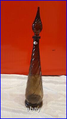 Vintage Guildcraft Empoli Swirl smokey color 26 tall Genie Bottle