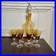 Vintage-Hand-Blown-Amber-Glass-Decanter-Set-With-5-Matching-Glasses-Stopper-01-vdhv